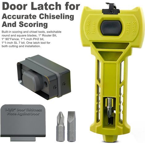 Outil de mortaise pour loquet de porte Installation précise du loquet carré/rond pour portes de 1 à 3/8 po et 1 à 3/4 po Burin inciseur et foret conducteur (1/5)