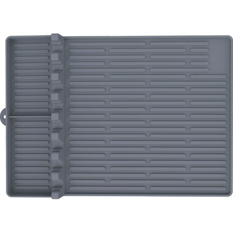 Tapis de cuisson en silicone pour barbecue Blackstone, antidérapant et résistant à la chaleur, avec spatule et tablette latérale, gris fin.