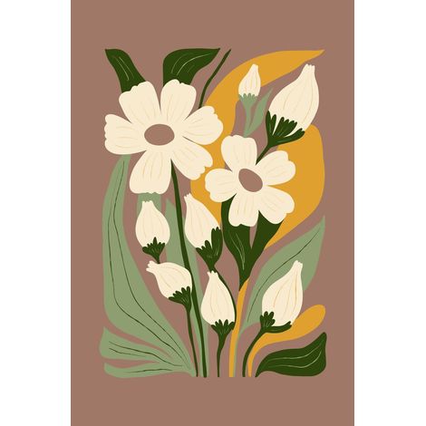 Tableau sur toile bouquet sauvage abstrait 30x45 cm - Impression sur Toile Murale Décorative - Image imprimée en HD sur Toile - Toile sur Châssis en Bois FSC - Fabriqué en France (1/5)