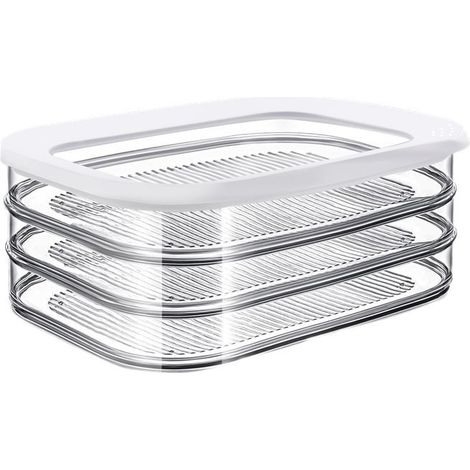 Boîte À Charcuterie - 3 Étages - 1650 Ml - Bac De Rangement Réfrigérateur - Fond Ondulé - Lavable Au Lave-Vaisselle - 1 Pièce