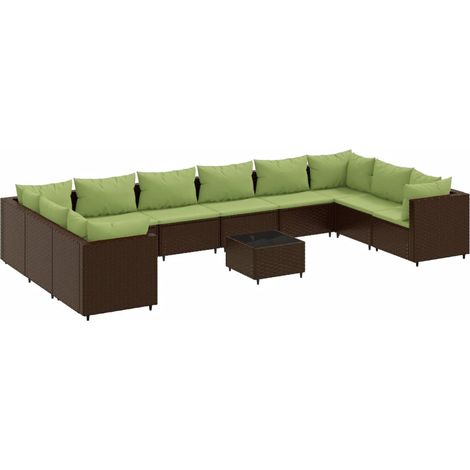 Maison Exclusive - 11-tlg. Garten-Lounge-Set mit Kissen Braun Pol (1/5)