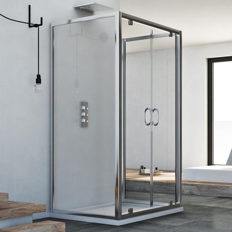 Box doccia 3 lati saloon vetro trasparente h 185 mod. Sintesi Trio 2 Ante 70x100x70 cm rettangolare