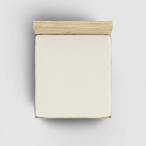 Bettlaken mit Gummizug aus Baumwolle für Matratze 30 cm Höhe, Creme (1/3)