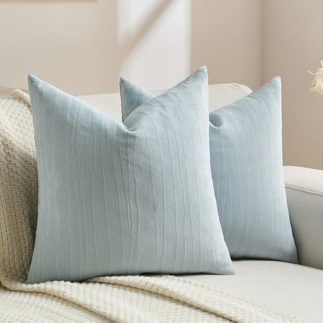 Lot De 2 Decorative Housse Coussin 40x40, Housse De Coussin Super Doux Polyester, Cushion Covers avec Fermeture Eclair Caché, pour Maison Salon Chambre Lit Clic Clac, Gris Azur Glaciaire (1/5)