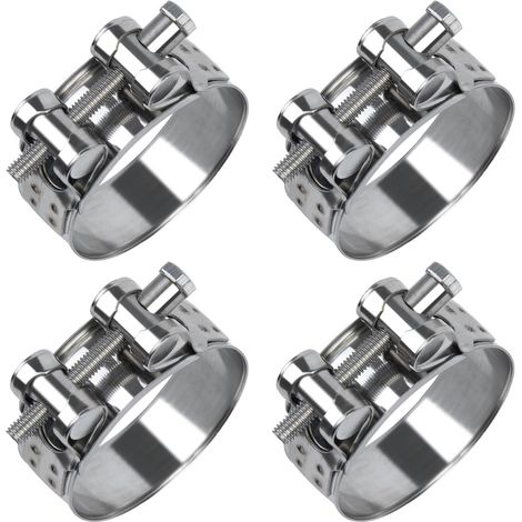 Lot de 4 colliers de serrage à boulon articulé en acier inoxydable - 48-51 mm - Largeur de bande : 22 mm - Pour piscine, machine à laver, tuyau à essence, étang et jardin (1/5)