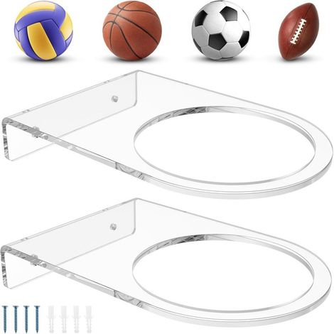 Support mural en acrylique pour ballons de football, de basketball, de volleyball et de rugby (lot de 2 pièces) (1/5)