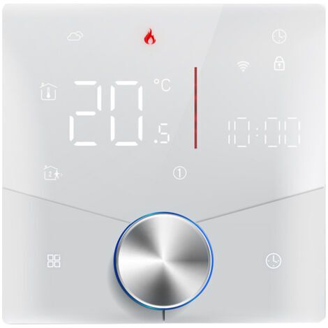 Thermostat intelligent Tuya WiFi, commande vocale, bouton de réglage hebdomadaire de la température numérique avec couleur d'éclairage variable pour chauffage électrique, compatible avec (1/5)