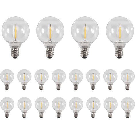 20 Stück G40-Serie LED-Ersatzlampen, E12-Schraubsockel, bruchsichere LED-Kugellampen für warmweiße Solar-Lichterketten (1/5)