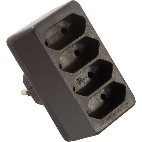 4-fach Eurostecker Eurosteckdose schwarz 230V 16A IP20