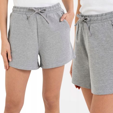 Pantalones cortos deportivos de algodón para mujer, cortos, con cordón, cómodos, Moraj 3XL, gris jaspeado. (1/5)