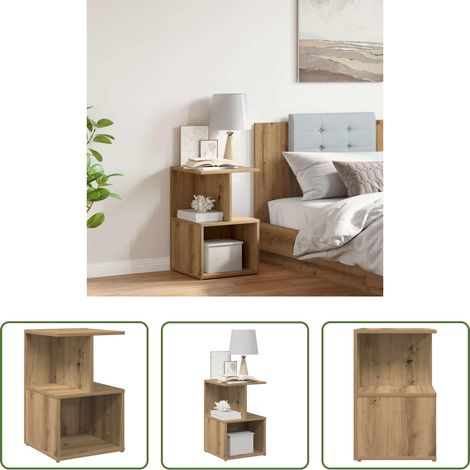 vidaXL Nachttisch Eiche - Nachttisch Artisan-Eiche 35x35x55 cm Holzwerkstoff (1/5)