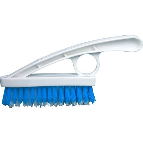 Brosse à récurer pour joints de carrelage - Brosse à récurer à poils rigides en nylon pour le nettoyage des joints de baignoire, douche et carrelage de sol, pour salle de bain et cuisine, blanche (1/5)