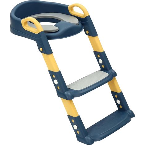 Asiento de inodoro, altura regulable, características de seguridad, azul. (1/2)