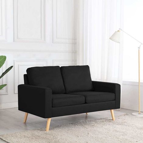 vidaXL Canapé à 2 places Noir Tissu (1/5)
