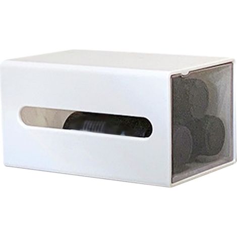 Boîte de rangement murale à tiroir, en plastique, sans perçage, pour cotons-tiges et pinces à cheveux, salle de bain (1/5)
