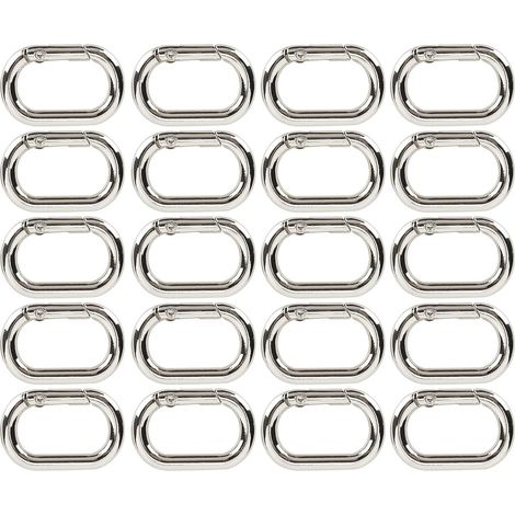 20 Pcs Mousquetons Ovales, Boucle à Ressort à Crochet Ovale Clip Porte Clés Fermoir, 20 x 31 mm Mousqueton Porte-clés pour Sangle Vêtements Sacs, Bricolage Porte-Clés Chaîne