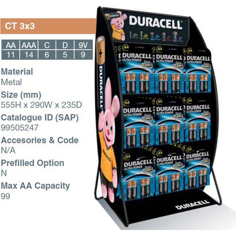 ESPOSITORE DA BANCO DURACELL 9 GANCI- 1,0 pz