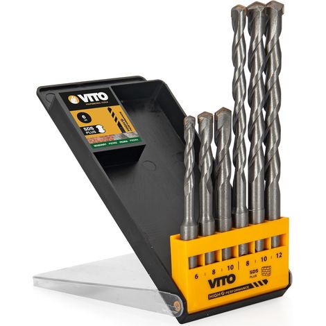 Coffret de 6 Forets SDS PLUS Diam Ø 6 8 10 12 mm PIERRE BRIQUE ET BETON VITO (1/3)