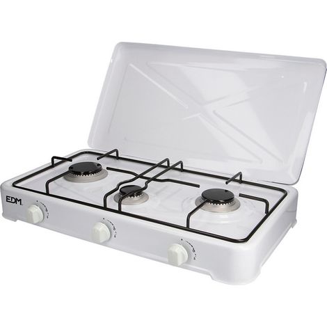 EDM Fornello a gas bianco 60 x 35 cm 3 fuochi (1/3)