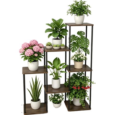 Soporte para plantas de varios niveles, metal resistente, diseño que ahorra espacio, T-7-Tier (1/2)