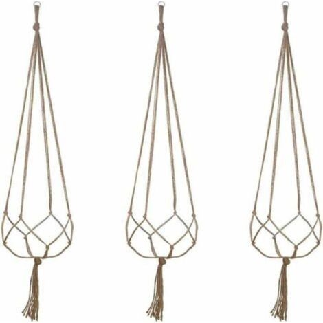 Panier Suspendu en Macramé, 3 Pièces en Corde de Coton Panier Suspendu Porte-panier pour Plantes pour Plafonds Extérieurs Intérieurs Balcons Décoration Murale (48 Pouces) (1/5)