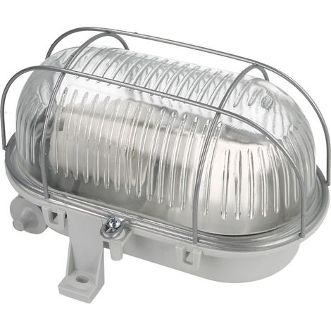 Luminaire ovale canal 1x100W E27 II classe 230V IP44 avec grille métallique renforcée, prismatique classe 100178 (1/2)