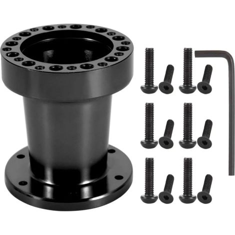 Moyeu de volant de voiture, kit d'adaptateur de moyeu de volant d'espacement en aluminium de moyeu de volant de voiture universel de 3 pouces(Le noir) (1/5)