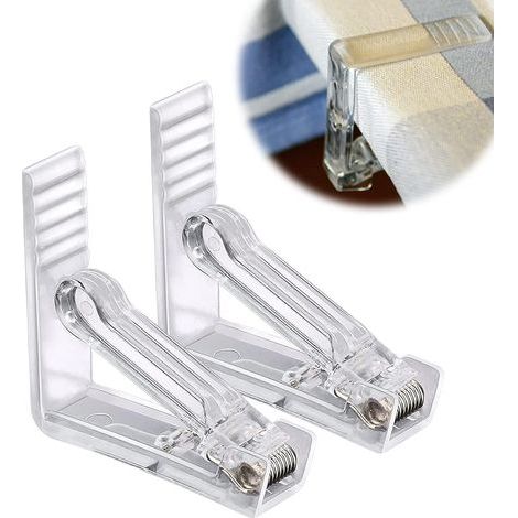 Transparente Tischdeckenklammern, Tischdeckenklammern aus Kunststoff, 4 Stück verstellbare Tischdeckenklammern für Partys, Picknicks, Feiern, Hochzeiten, Restaurants (1/5)