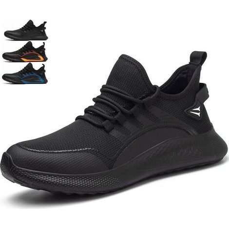 Men's and women's safety shoes, shock-absorbing, puncture-resistant, breathable and lightweight, steel-toe work shoes, black, size 40 (1/5)