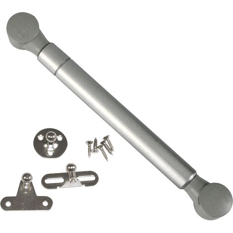 Amig - Compas de gaz pour levage de portes abattables de meubles Mod.96 247 x 15 mm Resistance de charge : 12 kg Amortisseur pour ouverture descendante sans impact Argente