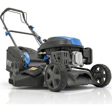 Tondeuse à Gazon Thermique Autotractée Noire 43 cm, Moteur 139 cm3 3,7 CV 4 Temps, Coupe 4-en-1 Mulching, Carter Acier - HYM17150SPX (1/5)