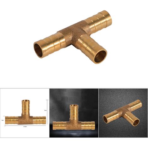 Raccord en T laiton 3 voies pour tuyau carburant 10mm, connecteur joint pneumatique air comprimé huile gaz (1/5)