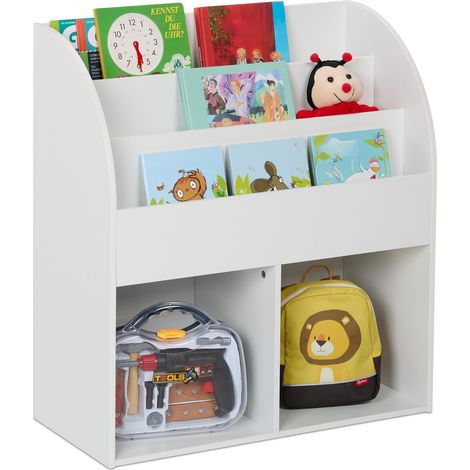 Relaxdays Children's Bookshelf, HWD: 78.5 x 72 x 33.5 cm, 5 Open Compartments, Storage Shelves for Books & Toys, White (1/5)