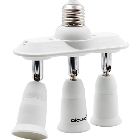 3 en 1 E27 Convertisseur de douille Horizontal, Répartiteur E27 Supports Orientables à 360° et Inclinables à 180°, 100-240V, pour plafonniers, lampadaires et luminaires (1/5)
