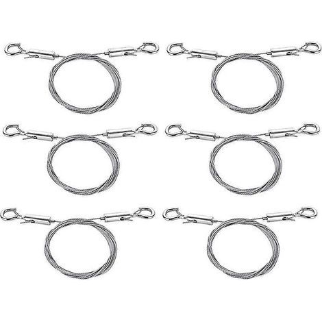 Lot de 6 fils de suspension réglables pour tableaux, 2 m x 1,5 mm, avec crochet, en acier inoxydable.-AquaForge (1/5)