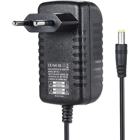 Adaptateur secteur 9V 2A pour guitare, basse et effets, entrée 100240V, prise UE (1/4)