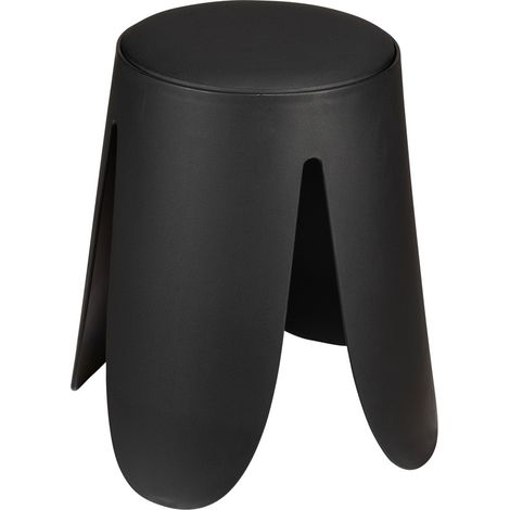 Sgabello per il bagno nero opaco con seduta imbottita e piedini antiscivolo Flores (1/4)