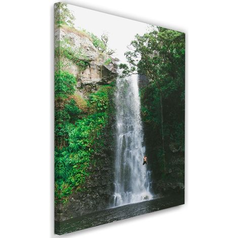 Tableau sur toile Chute d'eau Montagne Forêt Nature 40x60 (1/5)