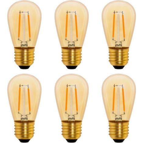 S14 Ampoule LED à Filament Vintage E27, 1W Amber Edison Remplacement 10W Incandescence, Non Dimmable, Blanc Chaud 2200K, AC 220V, Lot de 6 (1/5)