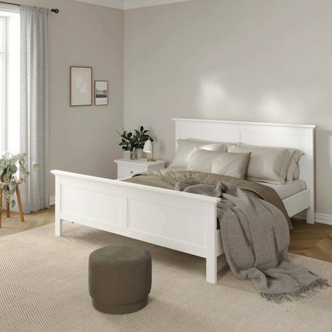 Lit une place et demie Faxai, Matelas 170x200 cm, Sommier Inclus, Blanc (1/5)