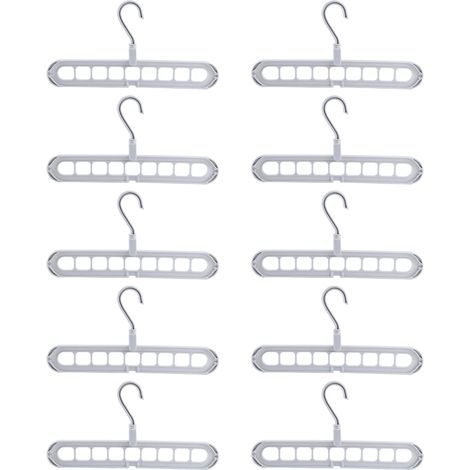 Lot de 10 Cintres Pliants - Support Vêtements Robuste en Plastique Noir, Crochet Pivotant 360°, Gain de Place Idéal pour Valise et Armoire (1/5)
