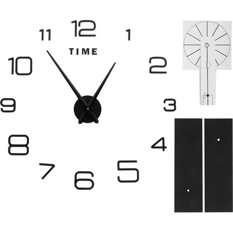 Jeffergarden Bricolage horloge murale acrylique sans cadre miroir Surface autocollant mural horloge décor pour salon chambre noir (1/5)