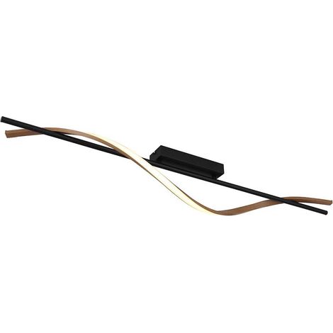 LED Deckenleuchte Deckenlampe Wohnzimmerlampe Metall schwarz Holzoptik L 115 cm