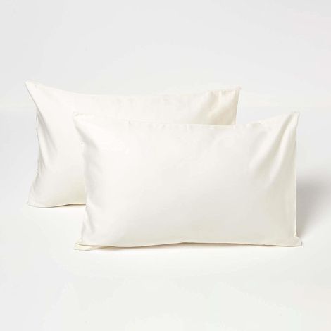 Taies d’Oreiller Enfant 40x60 cm en Coton égyptien Bio 400 Fils Crème, Lot de 2, Linge de lit Enfant (1/5)