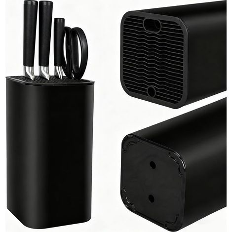 Porte-couteaux noir, organisateur universel de couteaux de cuisine avec 21 emplacements. (1/5)