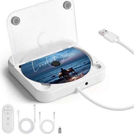 Lecteur CD Portable avec Port USB/AUX, Prend en Charge CD/CD-MP3 Lecteur CD Externe Compatible avec Autoradio, Ordinateur Portable, Téléviseur, Ordinateur, Universel pour Véhicules (1/5)