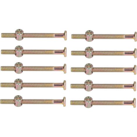 10 Kits de vis à tête cylindrique hexagonale M6 en acier inoxydable galvanisé pour assemblage de meubles et lits bébé, Quincaillerie M6x70mm