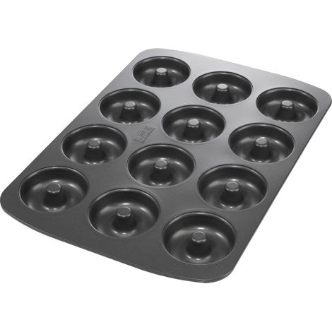Teglia per cuocere donuts - BIRKMANN - EASY BAKING - Acciaio al carbonio - Antiaderente - 12 stampi - Ø7cm, 37 x 26 x 2 cm