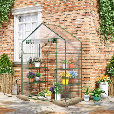 Serre de jardin en polyéthylène étanche et résistant aux UV, avec accessoires de montage. 142 x 73 x 195 cm. Verte.