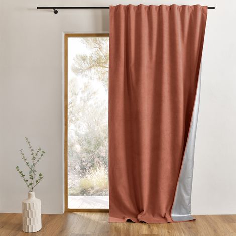 Rideau thermique et occultant accroche 3-en-1 LUZ Terracotta 140x260 cm (1/5)